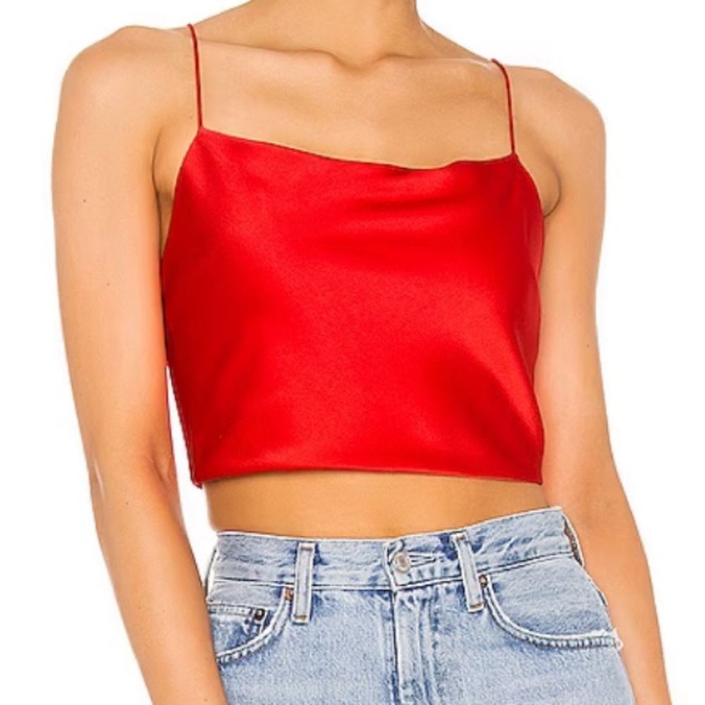 Alice + Olivia Cowl Neck Crop Tank Red XS